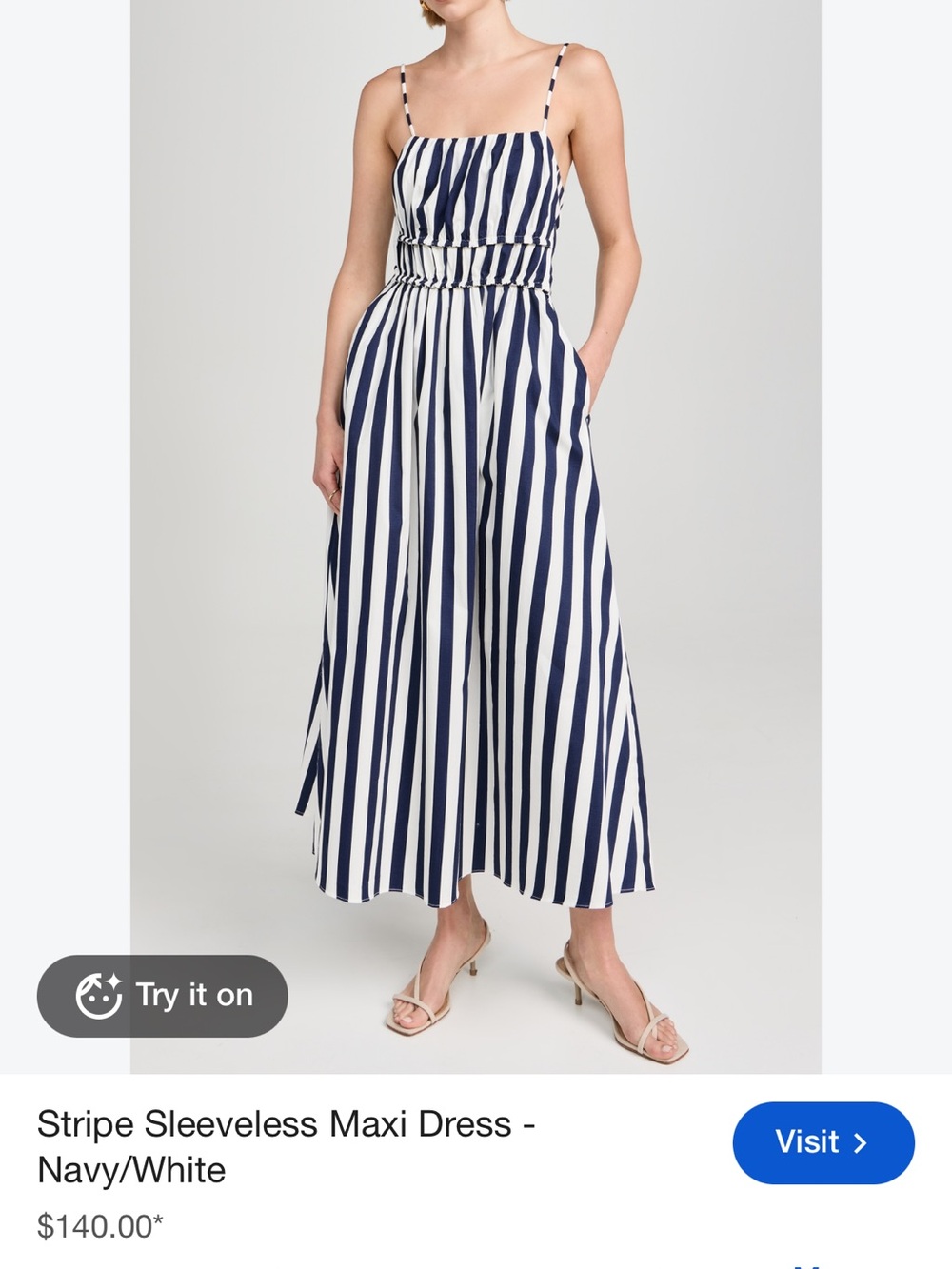 English factory blue and white striped dress size small
